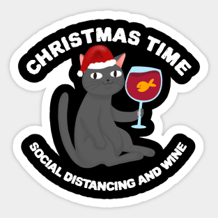 Christmas Time Social Distancing And Wine Sticker